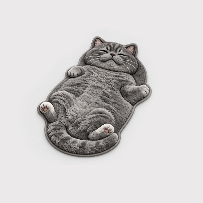 🐱 Fantastisk 3D-Effekt, Flad & Blød 2D-Komfort! 🐾 Charmerende Katteformet Gulvmåtte