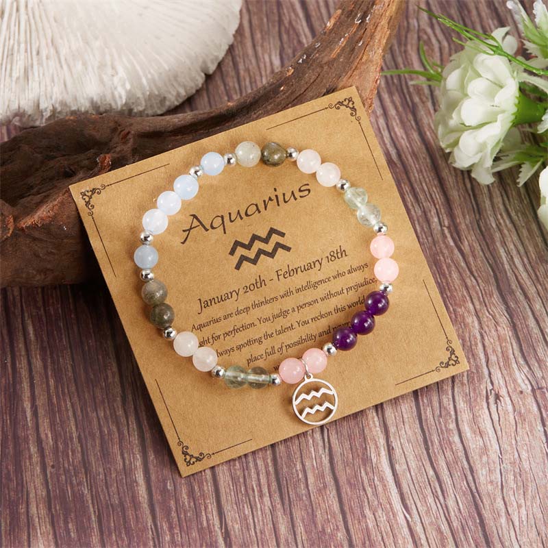 Zodiac Armband Stenar ✨ Personligt Stjärntecken Kristallarmband – Optimal Energitillförsel & Balans – Kosmiska Smycken 🌌