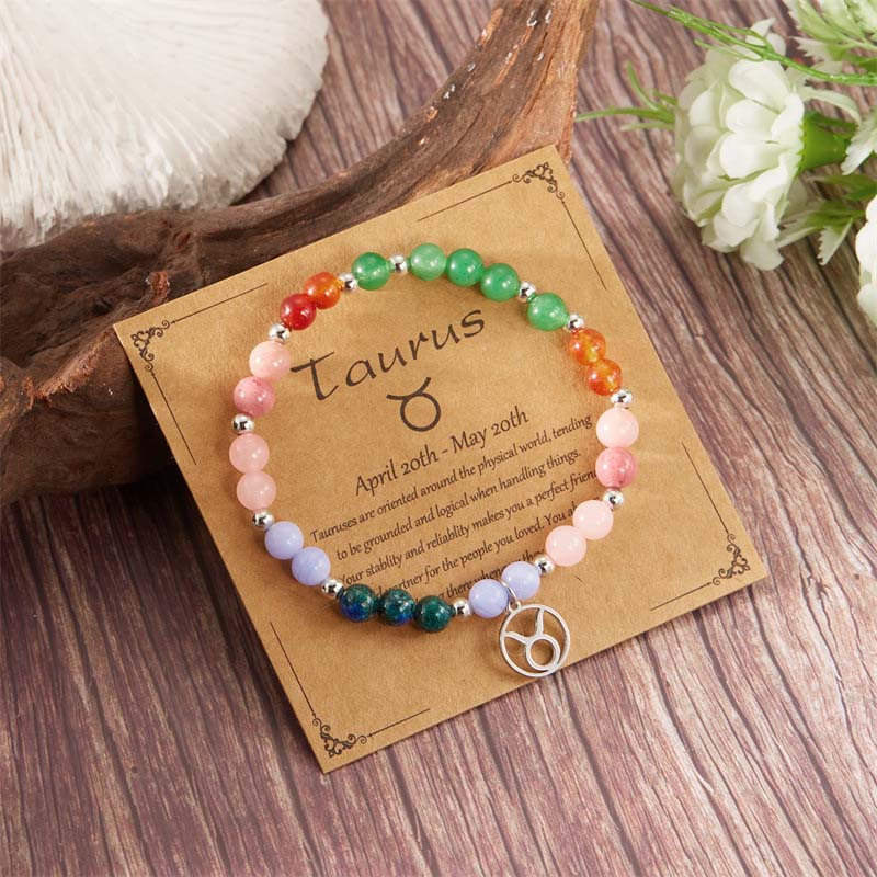 Zodiac Armband Stenar ✨ Personligt Stjärntecken Kristallarmband – Optimal Energitillförsel & Balans – Kosmiska Smycken 🌌