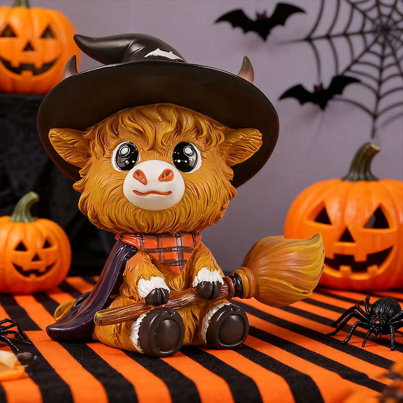 đ Söt Highlandko-nisse â Halloween-Bordsprydnad đ»