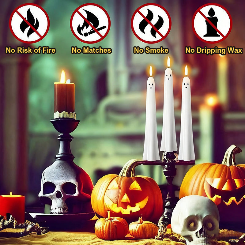 🎃👻 Fjärrstyrt spökljus med 3D-flammande veke 👻🎃