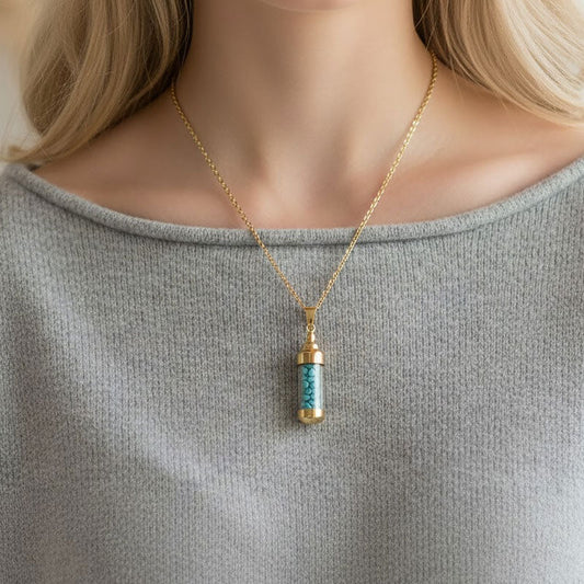 🌈 Krystall Halsband: Fyllbar Önskeflaska med Kärlek, Tur och Mod stenar 🍀