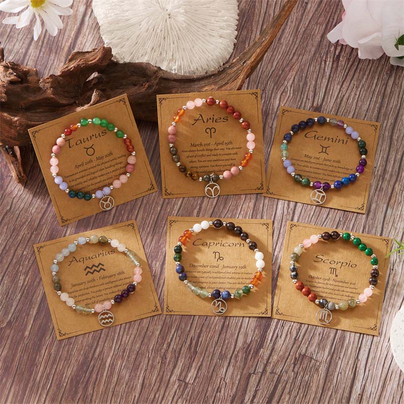 Zodiac Armband Stenar ✨ Personligt Stjärntecken Kristallarmband – Optimal Energitillförsel & Balans – Kosmiska Smycken 🌌