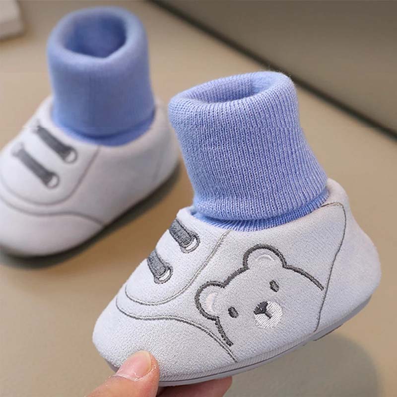 ✨ Söta Björnens Bebisskor - Första Steg-Skor 0-12 mån Slip-On med Halkfria Sulan 🐻👣