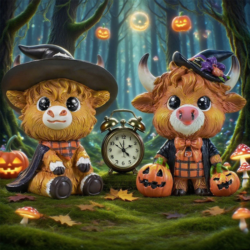 đ Söt Highlandko-nisse â Halloween-Bordsprydnad đ»