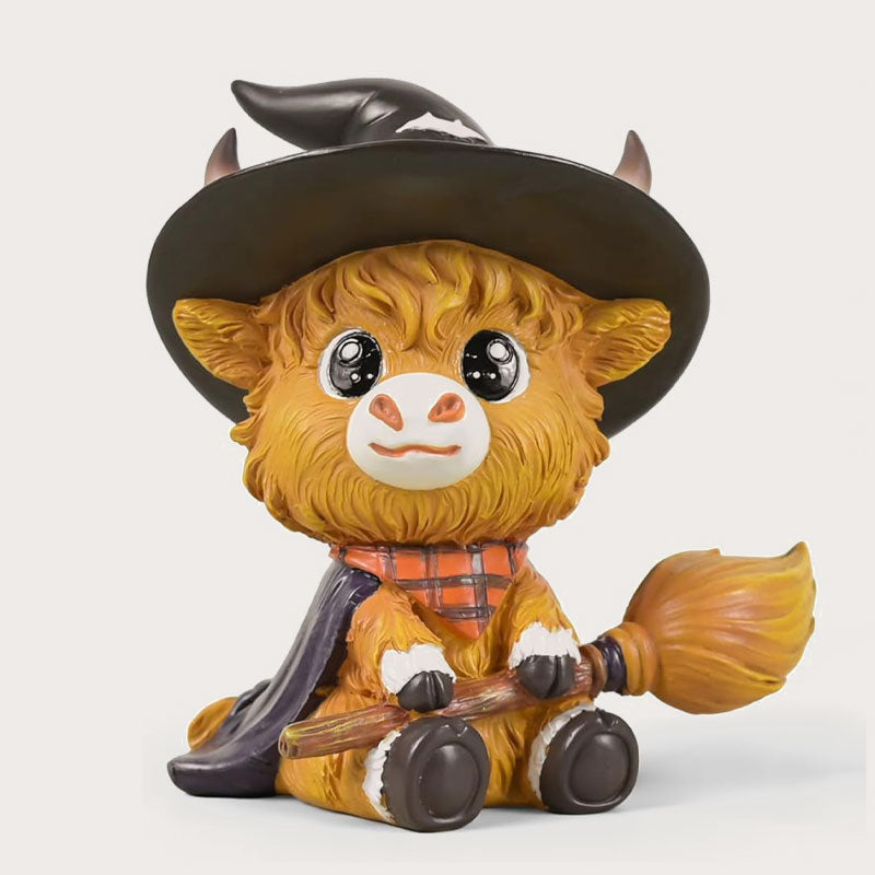 đ Söt Highlandko-nisse â Halloween-Bordsprydnad đ»