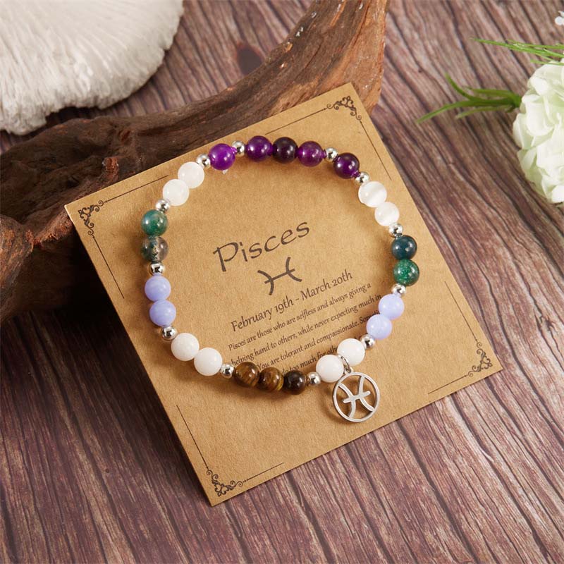 Zodiac Armband Stenar ✨ Personligt Stjärntecken Kristallarmband – Optimal Energitillförsel & Balans – Kosmiska Smycken 🌌