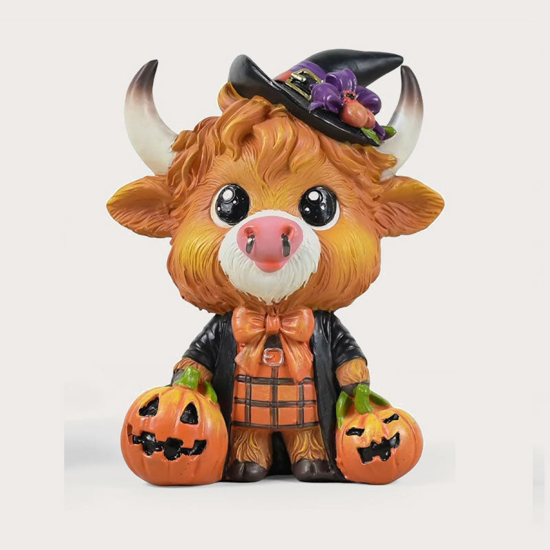 đ Söt Highlandko-nisse â Halloween-Bordsprydnad đ»