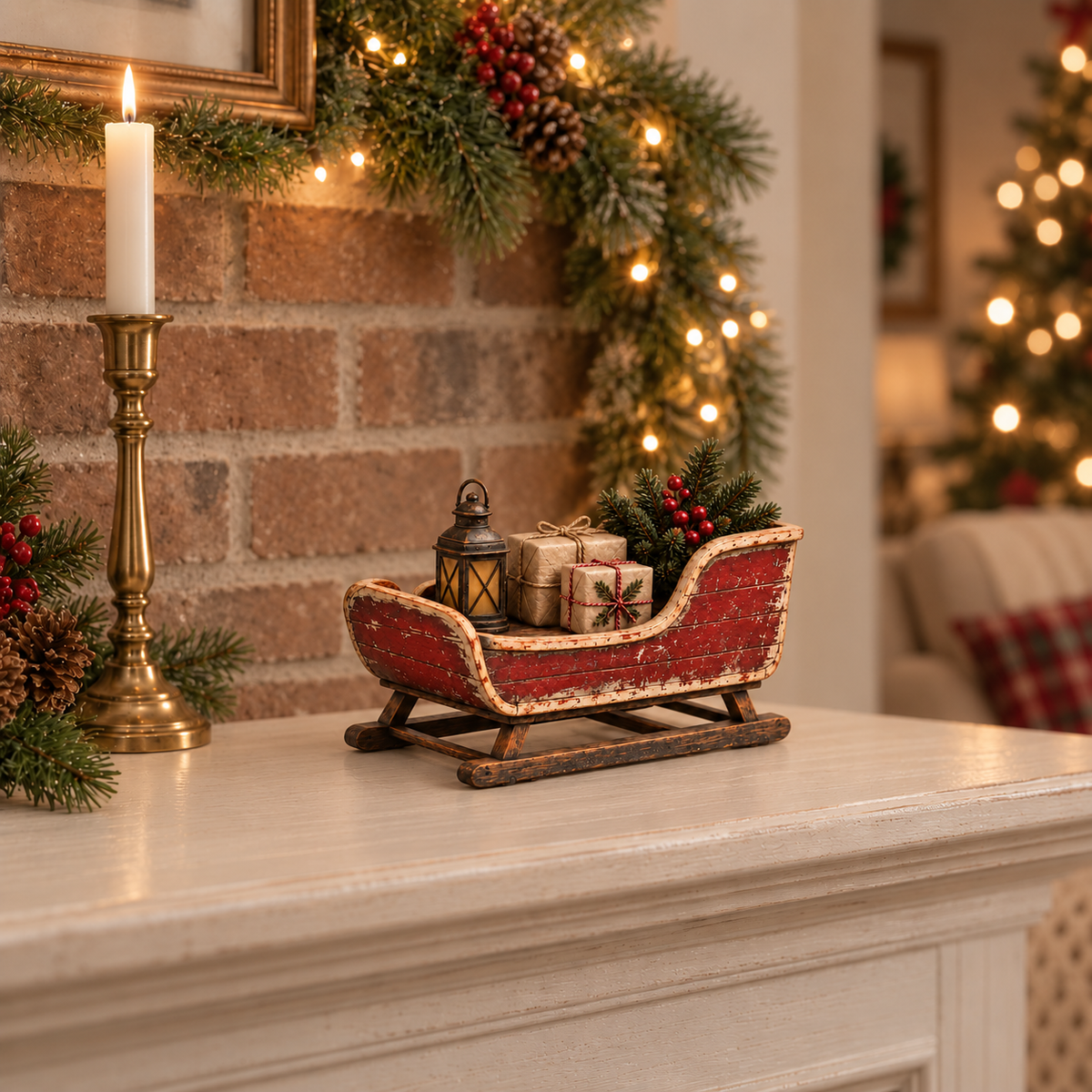 Vintage Christmas Eve Sleigh Figurine