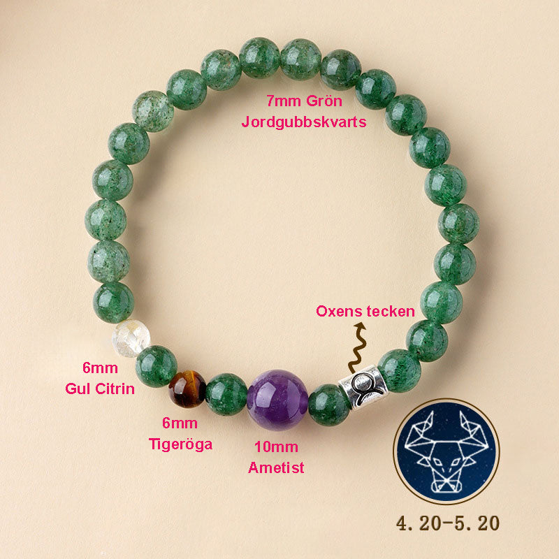 ✨ Personligt Stjärntecken Armband – Äkta Kristall Energi-Resonator 🌌 Zodiak Gåva 🎁