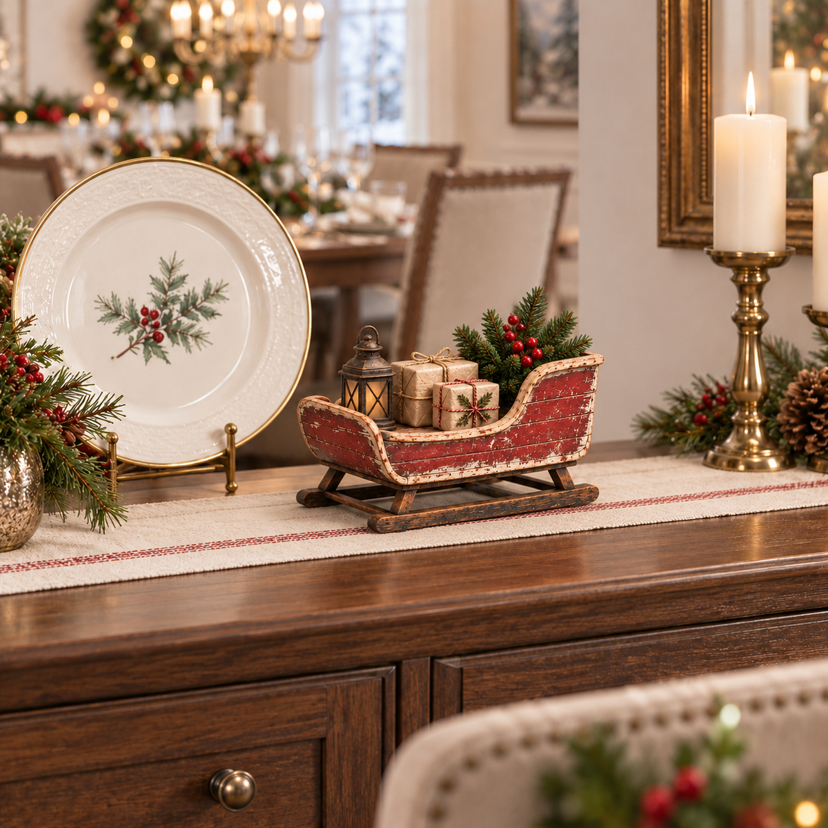 Vintage Christmas Eve Sleigh Figurine