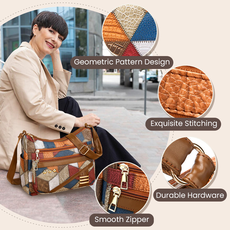 🔥Vintage väska med geometriskt mönster och justerbara remma👜