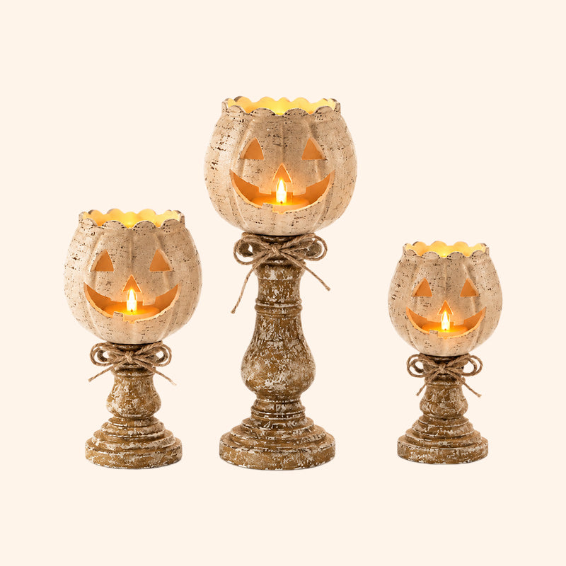 🕯️ Skab den mest hyggelige efterårsstemning i dit hjem: Græskar-Lysestage 🎃