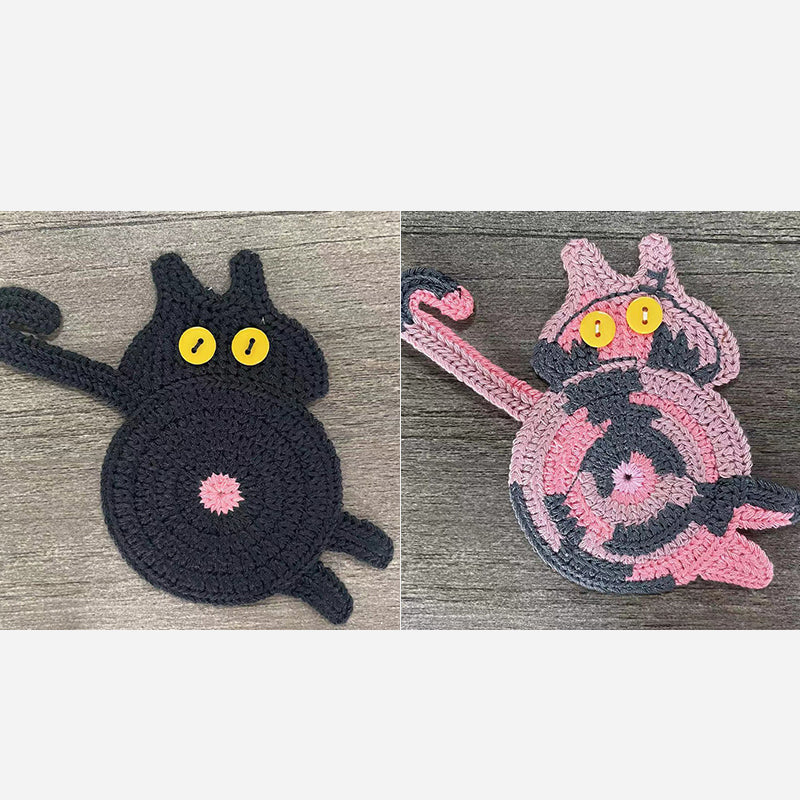 🐾 Handvirkade Underlägg "Kattstjärt" 😺 | Unikt & Gulligt – För den Perfekta Fikastunden! 💖