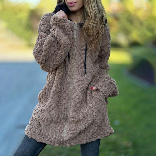 🧥 Varm Fleecejacka med Huva – Mjuk och Bekväm för Kallt Väder 🧤
