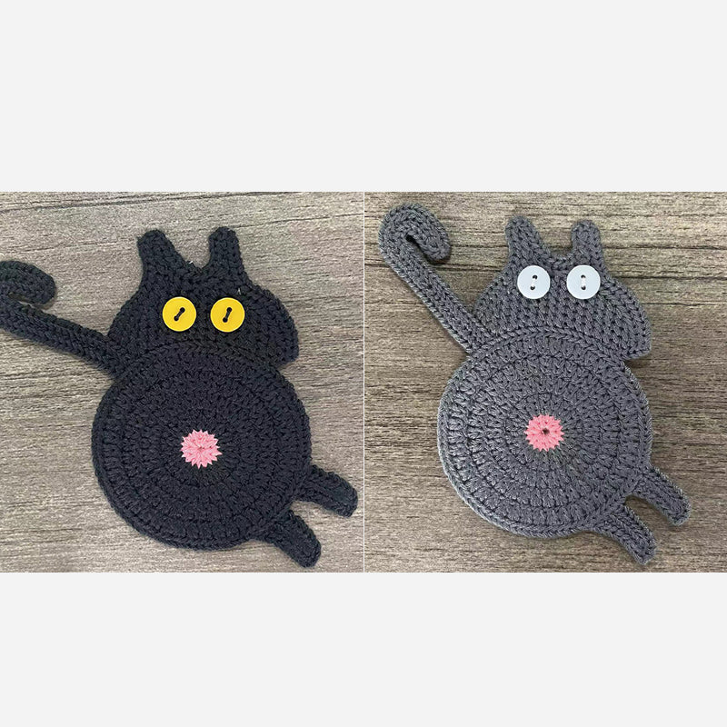 🐾 Handvirkade Underlägg "Kattstjärt" 😺 | Unikt & Gulligt – För den Perfekta Fikastunden! 💖