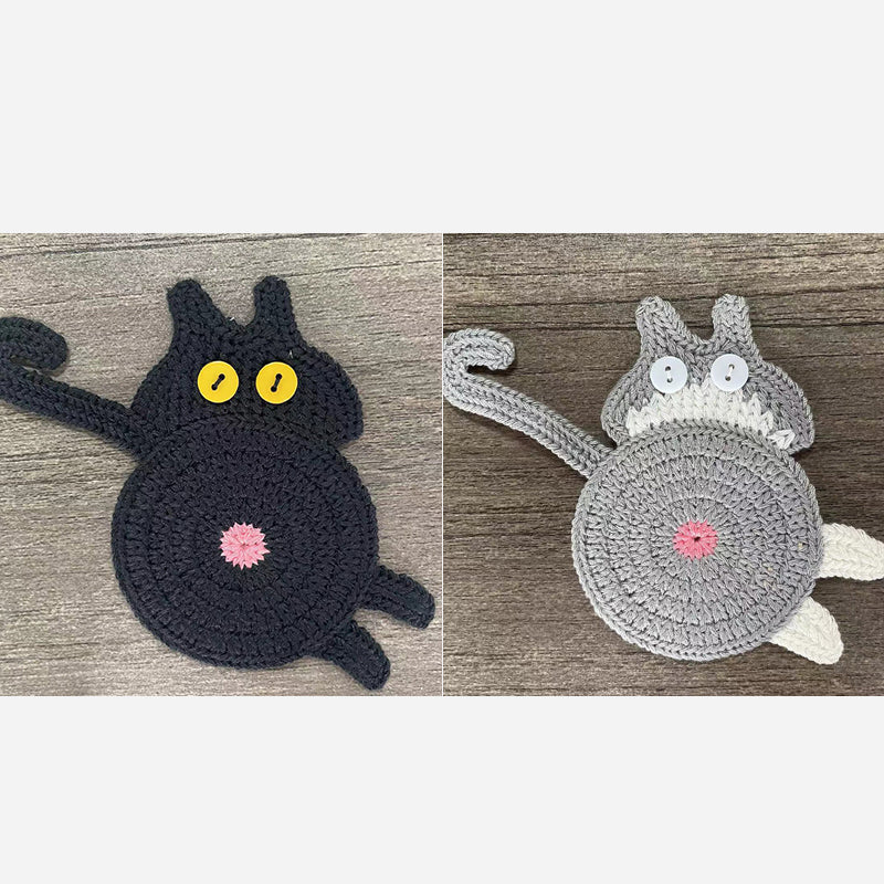 🐾 Handvirkade Underlägg "Kattstjärt" 😺 | Unikt & Gulligt – För den Perfekta Fikastunden! 💖