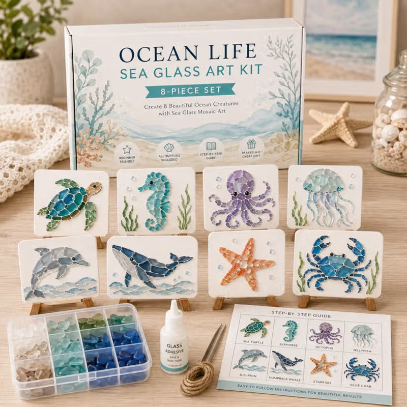 🌊✨ Bring Havets Magi Hjem: Komplet Havglas Kunstsæt Til Magiske Stunder 🐚