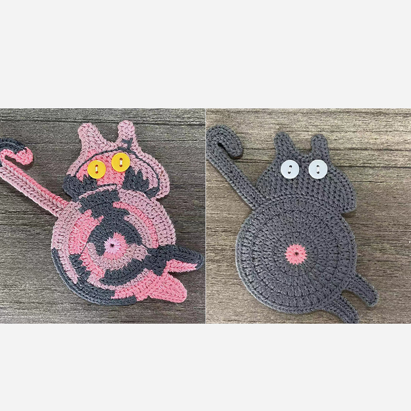 🐾 Handvirkade Underlägg "Kattstjärt" 😺 | Unikt & Gulligt – För den Perfekta Fikastunden! 💖