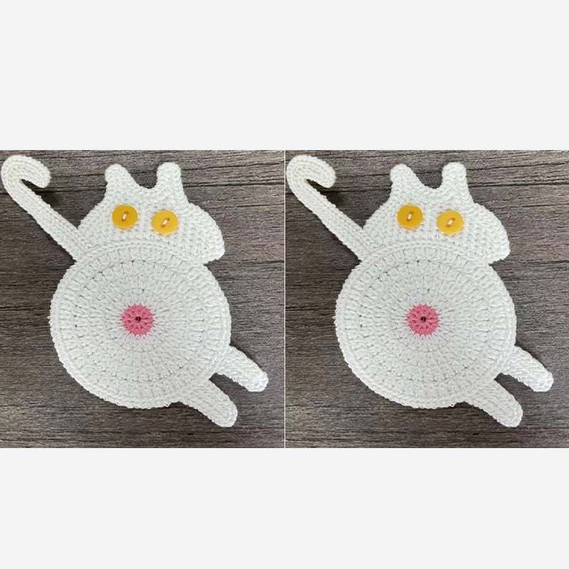 🐾 Handvirkade Underlägg "Kattstjärt" 😺 | Unikt & Gulligt – För den Perfekta Fikastunden! 💖