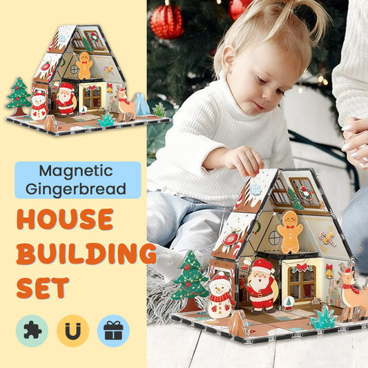 🎄 Magnetiskt Pepparkakshus Byggset 🧲 | 46 delar | Julklapp för Barn 🎁 | STEM-Leksak ✨
