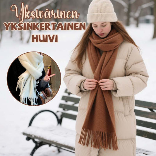 🧣 Enfärgad ullhalsduk — 85% ull, mjuk & värmande (210×30 cm) | Klassisk minimalistisk stil 🌟