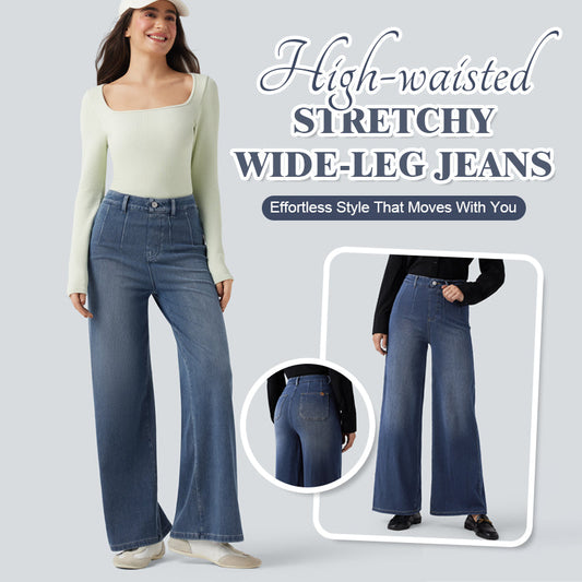 Högmidjade Jeans med Stretch & Vida Ben – Klassisk Komfort 👖