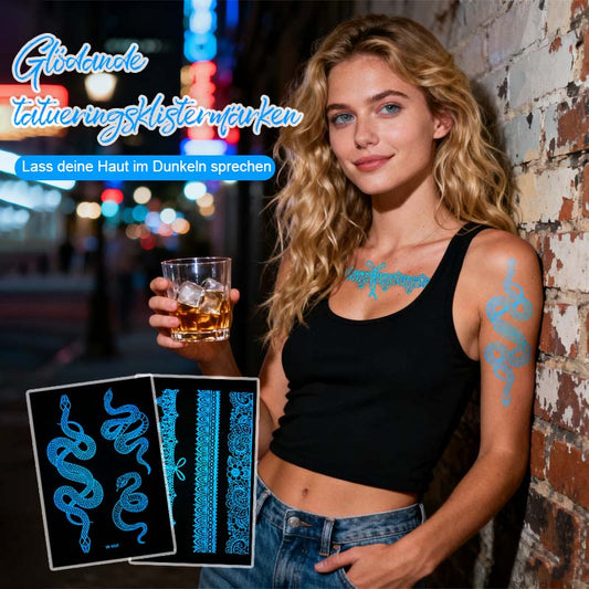 ✨ Lysande Tatueringar 🌌 | Glow in the Dark Klistermärken | Vattentät & 7 Dagars Glans 🌙