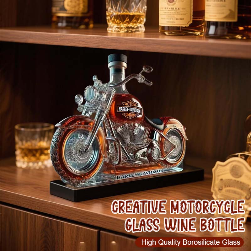 🏍️ Motorcykel Glasflaska - Unik Vinflaska i Högkvalitativt Glas | Originell Present