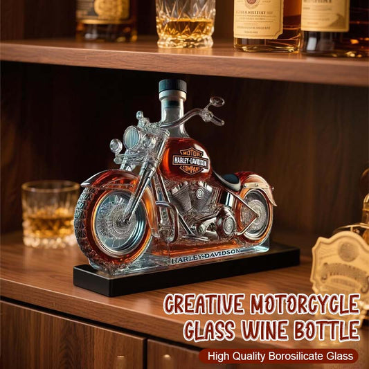 🏍️ Motorcykel Glasflaska - Unik Vinflaska i Högkvalitativt Glas | Originell Present
