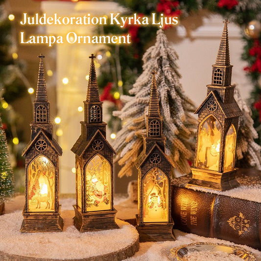 🏰 Julkyrka med LED Ljus 🕯️ | Flimrande & Varm Juldekoration för Fönster 🎄