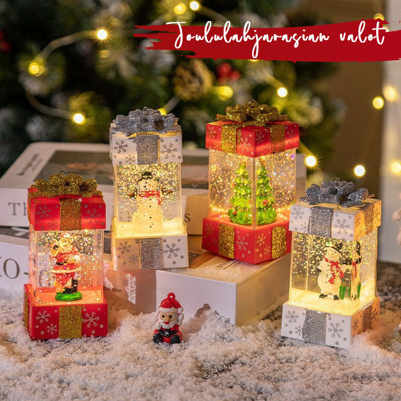 Jullykta i Presentask - LED-lampa med Julmotiv