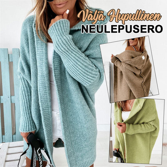 🌟 Lössittande Stickad Kofta med Huva – Perfekt för Höst & Vinter! 🧶