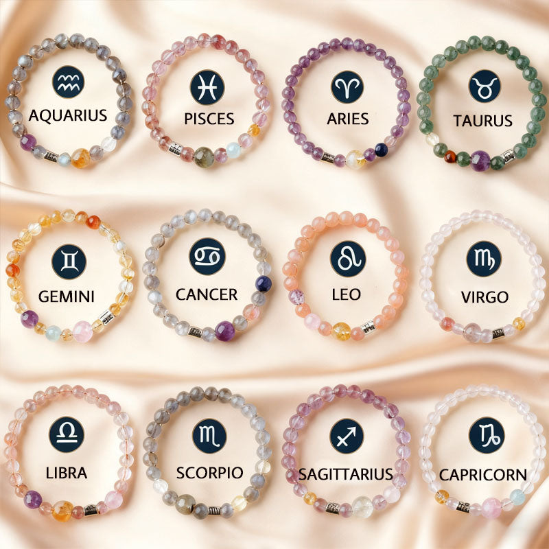 ✨ Personligt Stjärntecken Armband – Äkta Kristall Energi-Resonator 🌌 Zodiak Gåva 🎁