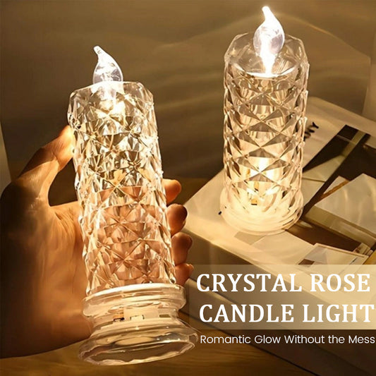 ✨ Crystal Rose LED-ljus - Romantiskt ljus utan meck | Säker ljusdekor
