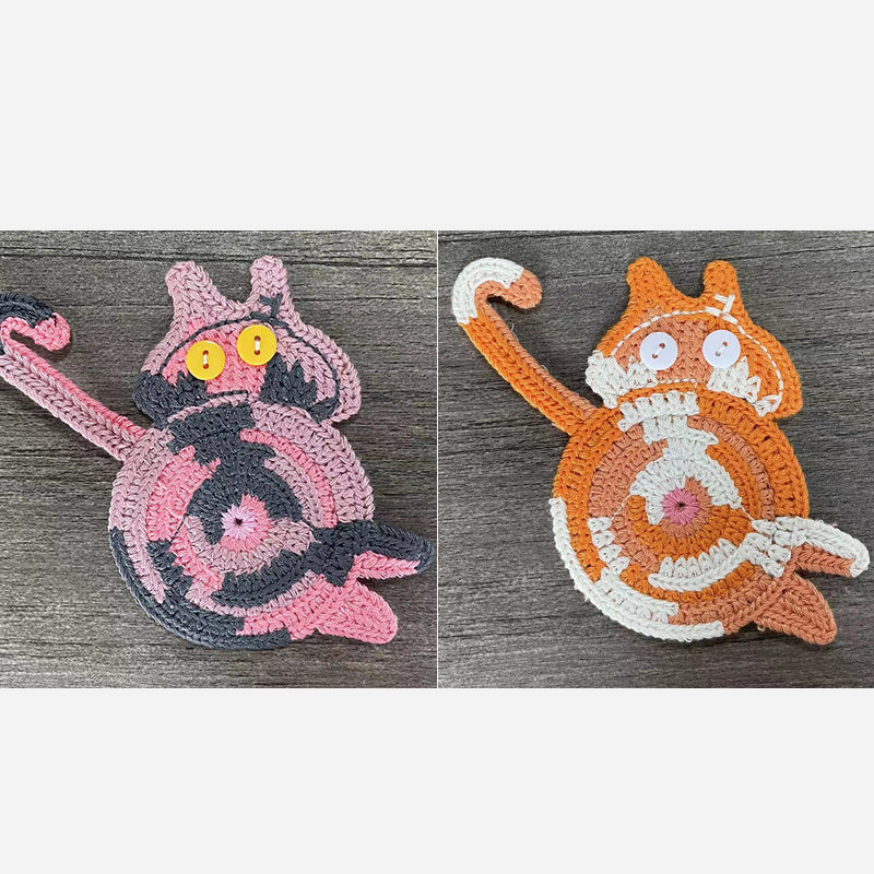 🐾 Handvirkade Underlägg "Kattstjärt" 😺 | Unikt & Gulligt – För den Perfekta Fikastunden! 💖