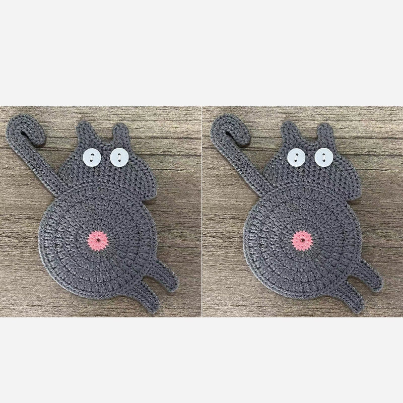 🐾 Handvirkade Underlägg "Kattstjärt" 😺 | Unikt & Gulligt – För den Perfekta Fikastunden! 💖