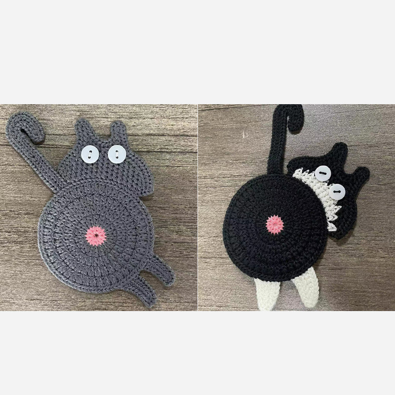 🐾 Handvirkade Underlägg "Kattstjärt" 😺 | Unikt & Gulligt – För den Perfekta Fikastunden! 💖