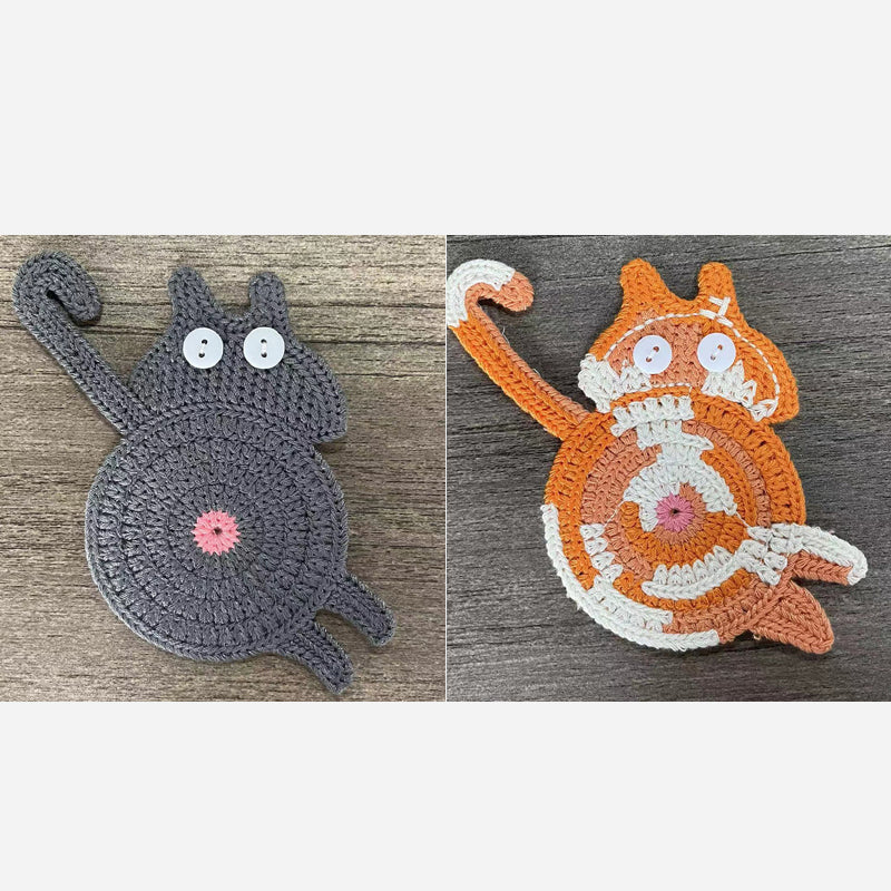 🐾 Handvirkade Underlägg "Kattstjärt" 😺 | Unikt & Gulligt – För den Perfekta Fikastunden! 💖