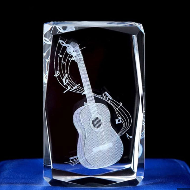 🎁Kristall 3d Gitarr Snidade Ornament Pappersvikt Gåva🎶