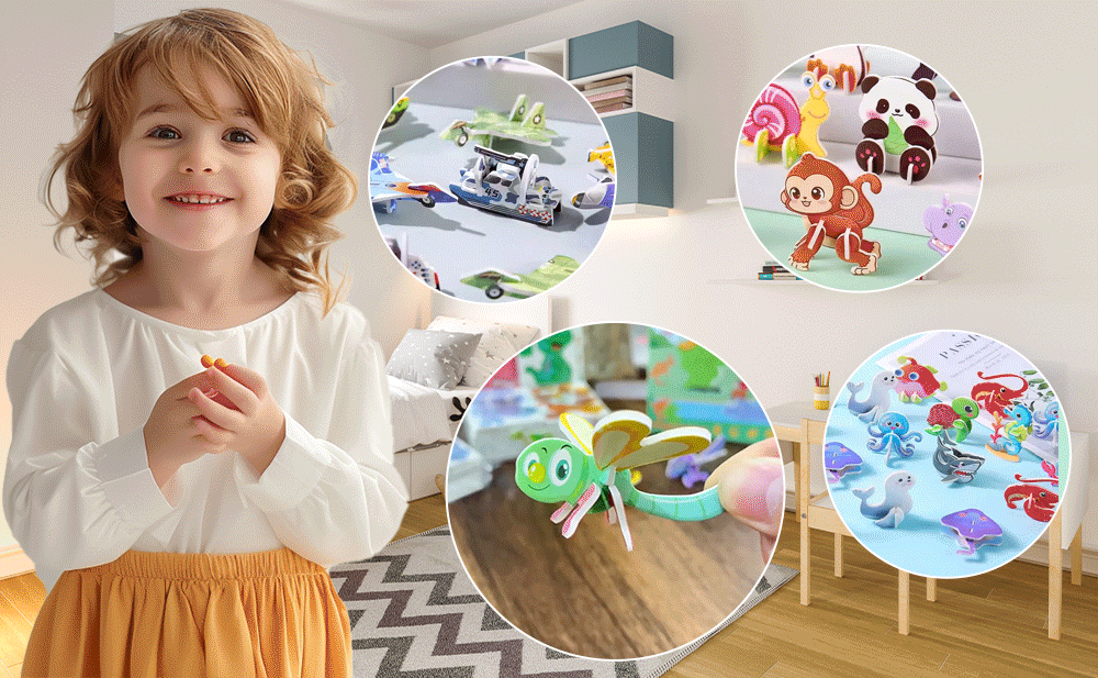 Stort 3D Pussel-Set för Barn (30 st) ✨ Pedagogiskt Pyssel & DIY 🦋