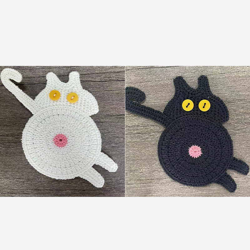 🐾 Handvirkade Underlägg "Kattstjärt" 😺 | Unikt & Gulligt – För den Perfekta Fikastunden! 💖