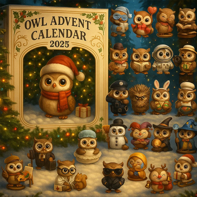 🦉 Ugglornas Julkalender 2025 ✨ | 24 Samlarfigurer i Resin 🎁 | Lyxig Adventskalender