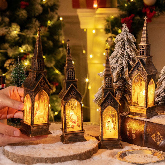 🏰 Julkyrka med LED Ljus 🕯️ | Flimrande & Varm Juldekoration för Fönster 🎄