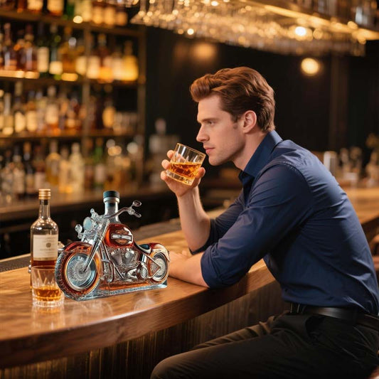 🏍️ Motorcykel Glasflaska - Unik Vinflaska i Högkvalitativt Glas | Originell Present