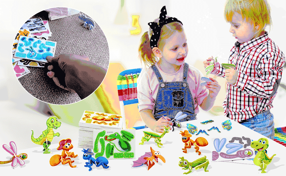Stort 3D Pussel-Set för Barn (30 st) ✨ Pedagogiskt Pyssel & DIY 🦋
