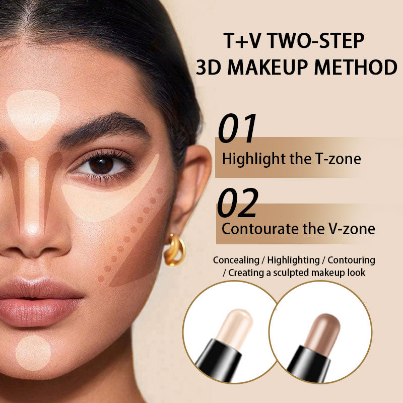 ✨ Contour & Highlighter Stick 🎨 | Dubbel Penna för 3D Ansikte | Lättblandad 💧