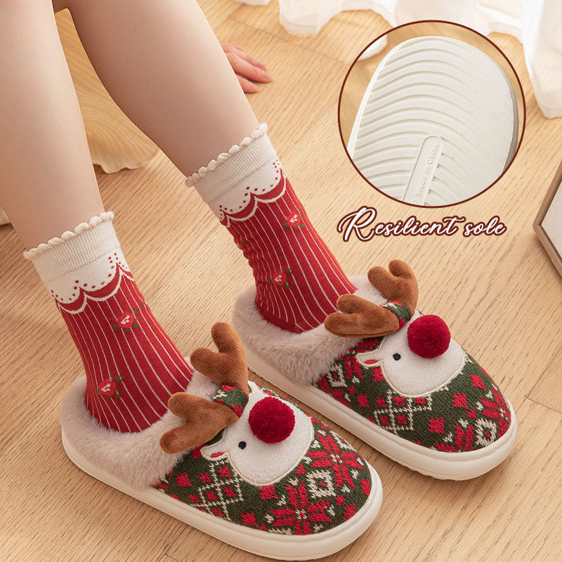 🦌 Julren Tofflor Varma ✨ | 3D Design & Halkfria Innetofflor 🔥 | Mjuk Julklapp