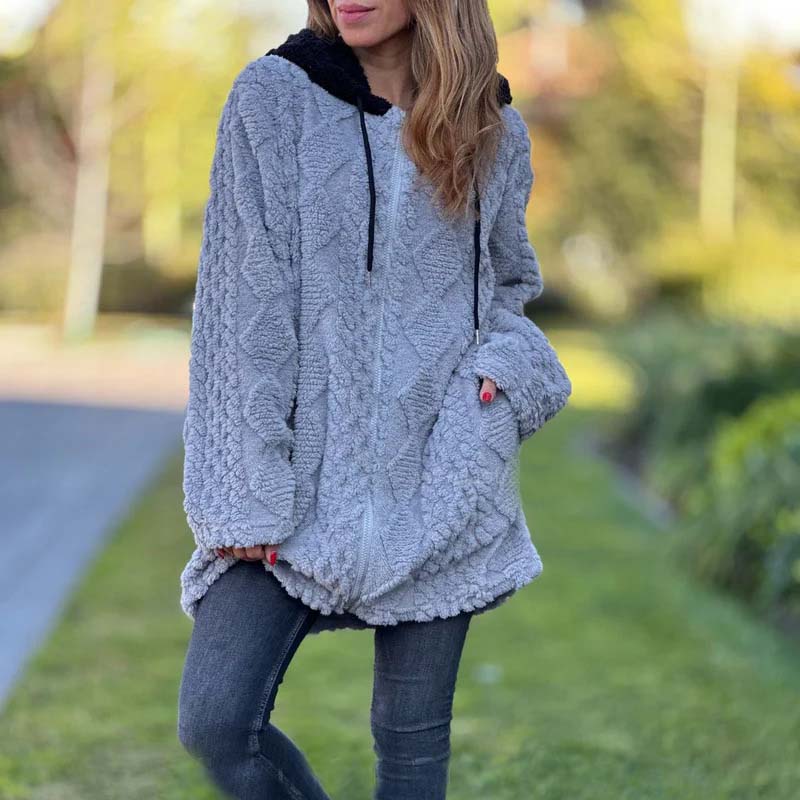 🧥 Varm Fleecejacka med Huva – Mjuk och Bekväm för Kallt Väder 🧤