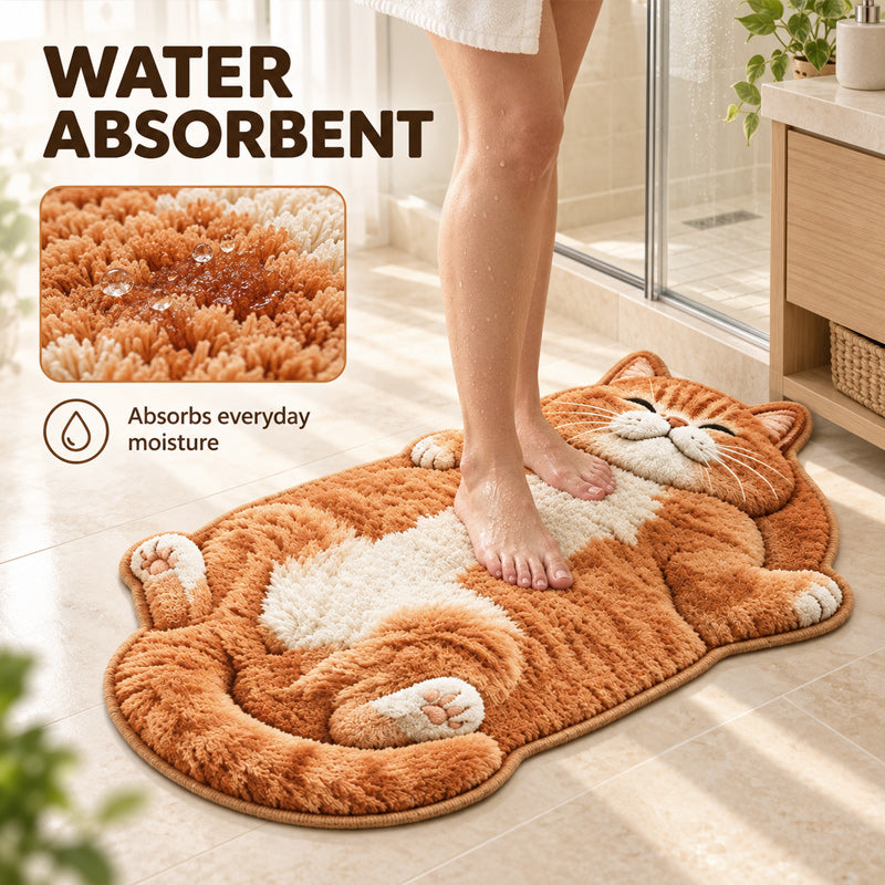 🐱 Fantastisk 3D-Effekt, Flad & Blød 2D-Komfort! 🐾 Charmerende Katteformet Gulvmåtte